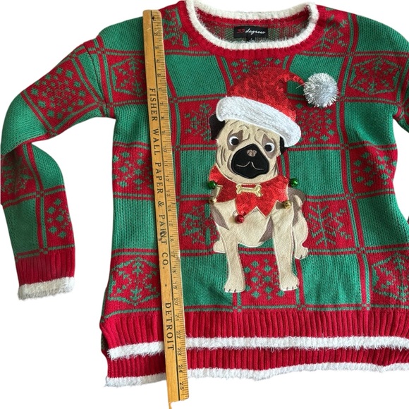 Women’s 33 Degrees Pug Puppy Christmas’s Sweater - Picture 4 of 5